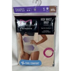 Maidenform Flexees Hi-Waist Brief Firm Shapewear Cool Comfort Tan Size 3XL NEW
